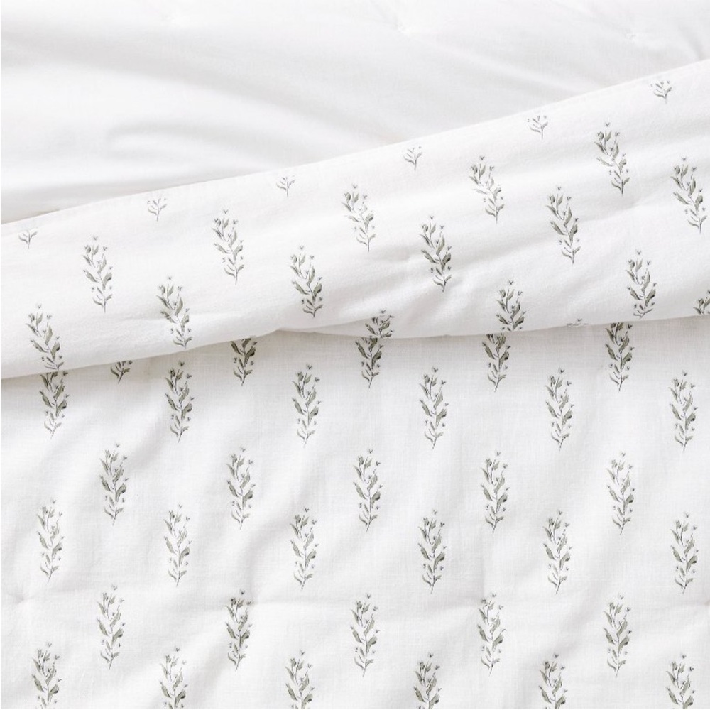 Full/Queen Lofty Cotton Slub Wood Block Floral Quilt White - Studio McGee - Picture 4 of 4